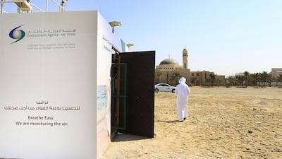 The Environment Agency is announcing details of a new programme they are starting about air quality monitoring. The station that monitors the quality of the air is in Khalifa City. 2013. Mona Al Marzooqi / The National