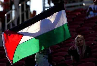 The Palestinian flag was spotted at the Austria-Jordan match in California. Reuters