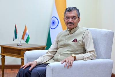 Deepak Mittal, ambassador of India to UAE, has called on young Indians to work hard to support their home country India and second home, the UAE, as India celebrates its 80th Independence Day. Victor Besa / The National