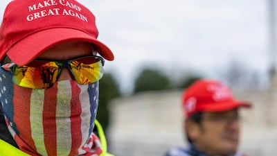 A handful of right-wing supporters gathered at the Capitol. Getty / AFP