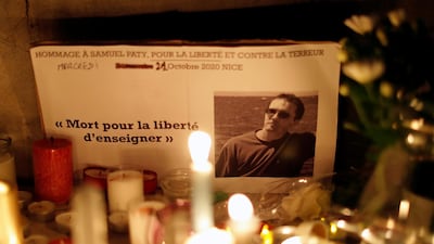 Teacher Samuel Paty was beheaded in Paris last year by an extremist. Reuters