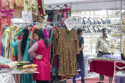 Vendors display their wares at the Ramadan Big Bazaar in Dubai. Antonie Robertson / The National