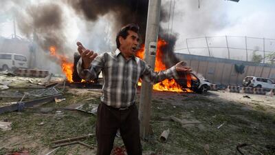 An Afghan man reacts at the site of a blast in Kabul, Afghanistan May 31, 2017.REUTERS/Omar Sobhani
