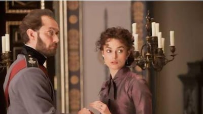 Keira Knightley. right, as Anna Karenina and Jude Law as her husband. AP Photo / Focus Features