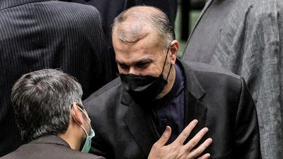 Hossein Amir-Abdollahian at a parliament session on August 21, 2021. AFP