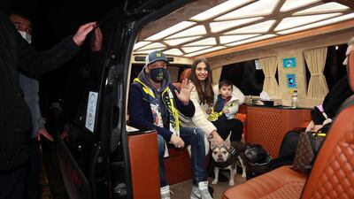 Mesut Ozil, accompanied by his wife and daughter in a private jet. Reuters
