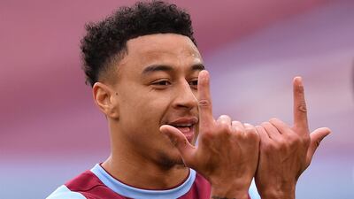 West Ham's Jesse Lingard celebrates after scoring against Arsenal. EPA
