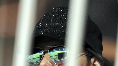 A fan during the game between Kerala Knights and Sindhis in the T10 League on Thursday in Sharjah.