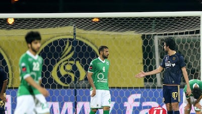 Al Shabab, in green, have lost four out of five Arabian Gulf League matches but still have the chance to finish second in the table. Ashraf Umrah / Al Ittihad