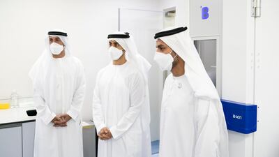 A delegation with the Crown Prince is pictured at the centre