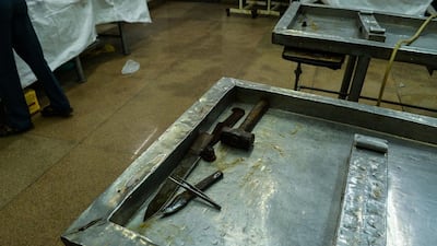 Rusty tools used in postmortem examinations lie on a tray at a morgue in New Delhi. The decrepit state of the Indian capital’s dozen or so morgues recently stunned the High Court which ordered the city’s government to take action. Chandan Khanna / AFP Photo