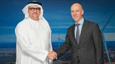 Masdar chief executive Mohamed Al Ramahi with Joao Costeira, executive managing director at Repsol. Photo: Masdar