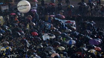 Lionel Messi fans gather to show him their support.