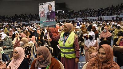 Supporters of the Al Bina movement attend the rally in Algiers. AFP