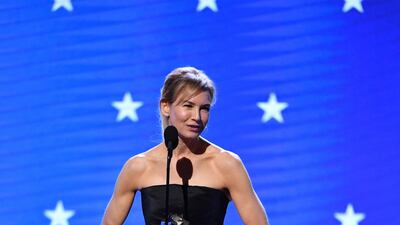 Renee Zellweger accepts the Best Actress award for 'Judy' onstage during the 25th Annual Critics' Choice Awards at Barker Hangar on Sunday, January 12, 2020. Getty Images