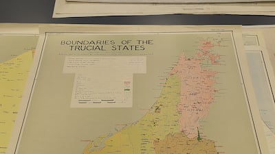 Boundaries of the Trucial States, 1962, developed from sketches and information provided by British diplomat Julian Walker, and held in the map collection of the Royal Geographic Society, London, UK. Photo: Annissa Gultom