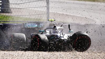 Valtteri Bottas crashes in his Mercedes in practice for the Austrian Grand Prix. Getty