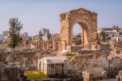 The Triumphal Arch of Tyre at Al-Bass Necropolis, a Unesco heritage site in Lebanon. Getty Images