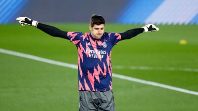 Thibaut Courtois warms-up prior to the Betis game. Getty