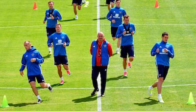 Russia national team manager Stanislav Cherchesov, centre. Yuri Kadobnov / AFP
