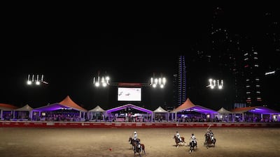 A general view of play during the Beach Polo Cup 2017 at Skydive Dubai. Francois Nel / Getty Images