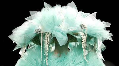 A model presents a creation by label Reveligion/Fatima Minana during Mercedes-Benz Fashion Week in Madrid, Spain. EPA