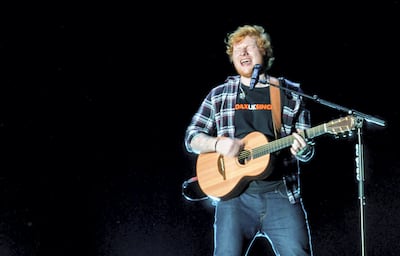 Ed Sheeran performs at Autism Rocks Arena in Dubai in 2017. Navin Khianey for The National