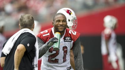 The Arizona Cardinals' Patrick Peterson has a laugh during the team's training camp on July 26, 2014, in Glendale, Arizona. Cheryl Evans / AP Photo