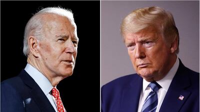 Joe Biden, left, is challenging Donald Trump for the US presidency in November. AP Photo
