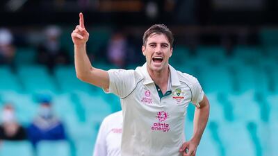 Australia's Pat Cummins after dismissing Shubman Gill. AFP