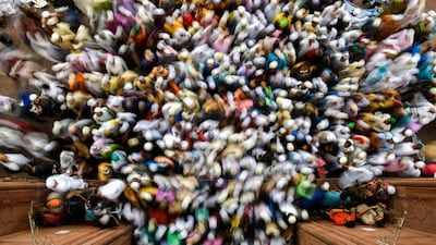 Indian Muslims leave after offering Eid al Fitr prayers at the Jama Masjid mosque in New Delhi. Alaa Al-Marjani / Reuters