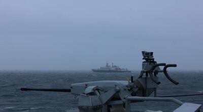 A British warship monitoring the Yantar off Scoltand. PA