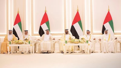 Sheikh Mohammed bin Rashid, Vice President and Ruler of Dubai, hosts a wedding reception for his daughter. It was attended by the Rulers and Crown Prince's of each the Emirates. Courtesy Dubai Media Office