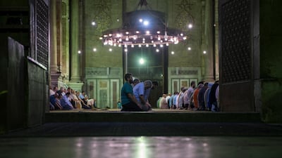 Muslims gather to pray during the Laylat Al Qadr at Amr ibn al-As Mosque in Cairo, Egypt, on June 11, 2018. Mohammed Hossam / EPA