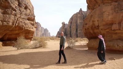 The UK's Prince William tours the Sharaan Nature Reserve in AlUla, during an official visit to Saudi Arabia. Getty Images