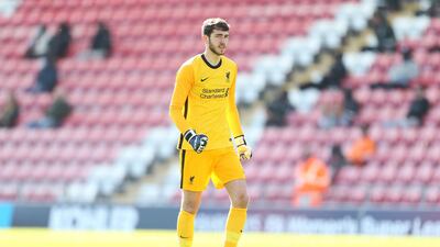 Liverpool's Harvey Davies celebrates his side's first goal scored by Tyler Morton. Getty Images