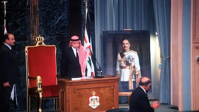 346318 01: Jordan, Amman, Feb. 7, 1999 (671481-001) Jordan's King Abdullah Is Sworn In After The Death Of King Hussein As Prince Hassan Looks On. (Photo By Scott Peterson/Getty Images)