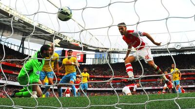 Aaron Ramsey, right, said it was very difficult to score against Crystal Palace on Saturday. Carl Court / AFP