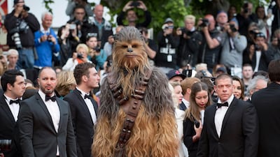 Chewbacca arrives for the screening of 'Solo: A Star Wars Story' during the 71st annual Cannes Film Festival. EPA