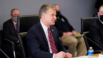 FBI Director Christopher Wray speaks during a briefing about the upcoming presidential inauguration of President-elect Joe Biden and Vice President-elect Kamala Harris, at FEMA headquarters. AP Photo