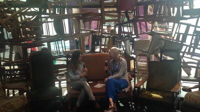 Dana Al Sadek (L) and Anna Seaman (R) during the Abu Dhabi Art Interviews