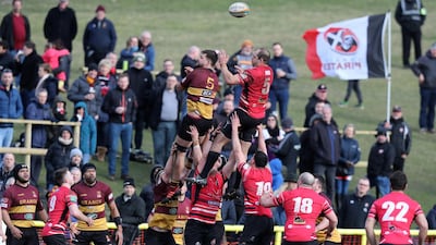 Action during the Championship rugby match match between Ampthill and Cornish Pirates at Dillingham Park in Ampthill. Getty