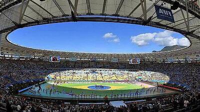 Artists perform before the Fifa World Cup 2014 final between Germany and Argentina at the Estadio do Maracana in Rio de Janeiro, Brazil, 13 July 2014. EPA/THOMAS EISENHUTH