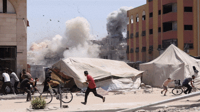 Macron Gaza Gif. PA / AFP / AP / Reuters