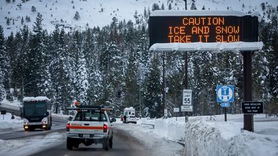 Huge amounts of snow dumped during storms around south Lake Tahoe. AP
