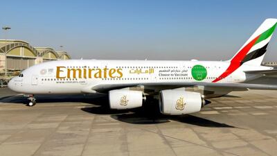 Emirates Airline organised a special flight with only vaccinated passengers and crew onboard. Courtesy: Dubai Media Office