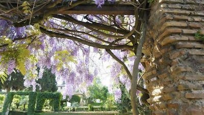 The Moorish palace Alhambra, in Granada, Spain, is one of the more famous examples of gardens that follow the Islamic template. These areas are traditionally enclosed outdoor spaces that offer a cool retreat and a place for contemplation. iStock Photo