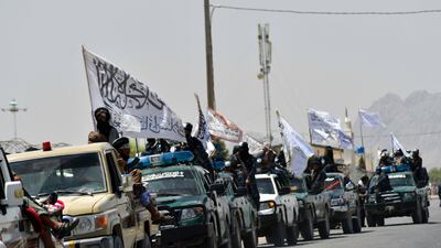 A Taliban victory parade in Kandahar, southern Afghanistan. A British defence expert says the extremist group will not be able to guarantee security. AFP