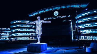 Manchester City unveil a statue of club legend Vincent Kompany at the Etihad Stadium. Courtesy Manchester City FC