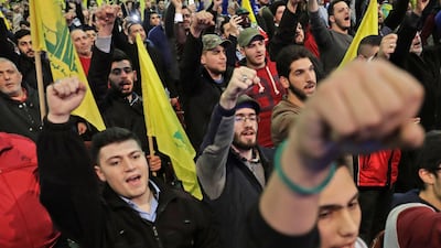 Supporters of Hezbollah pictured in Beirut earlier this month. Joseph Eid / AFP